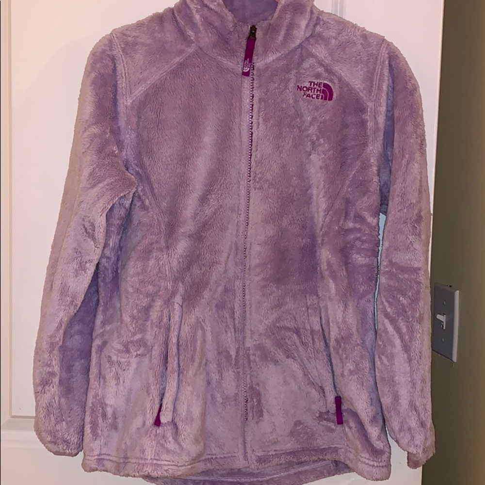 Fuzzy purple north face jacket!